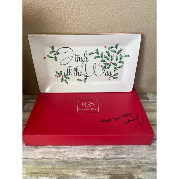 Lenox Other - Lenox Holiday Jingle All the Way14.5" Porcelain Platter Gold Trim Christmas